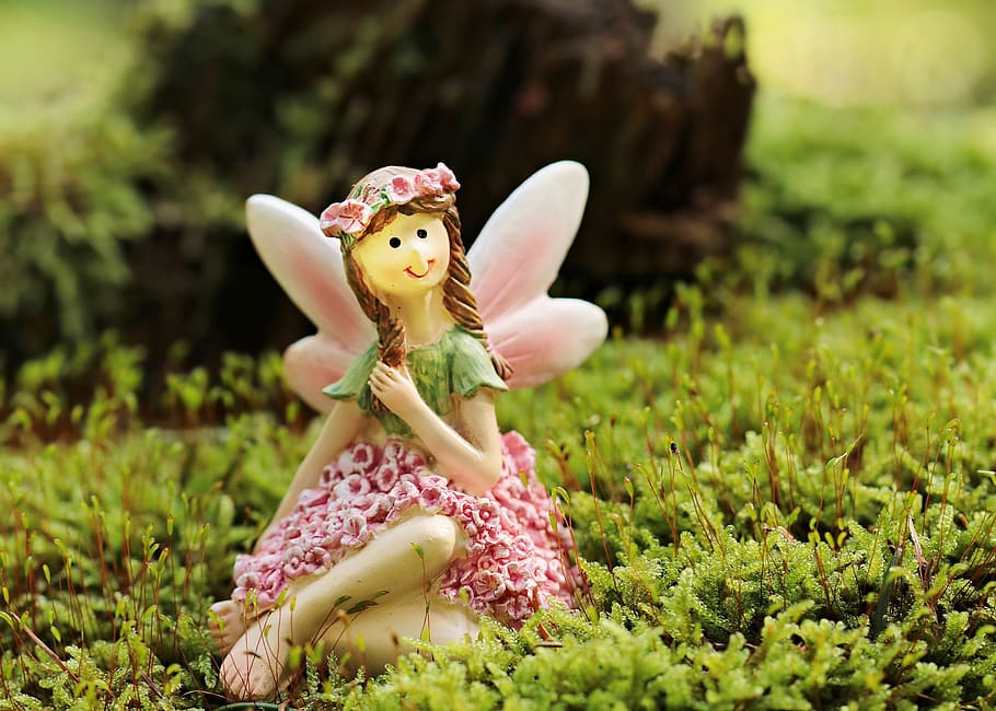 girl fairy ceramic figurine on land, elf, mythical creatures HD wallpaper