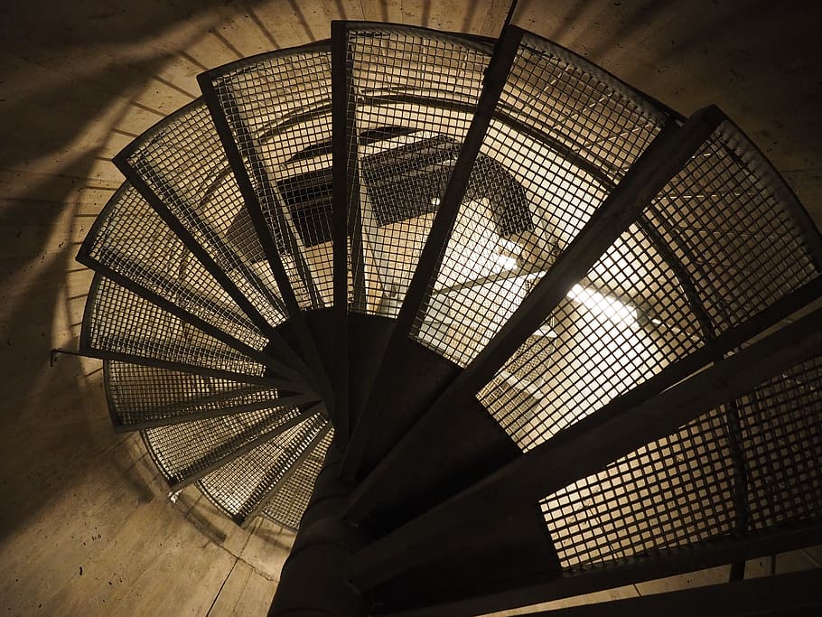 spiral staircase, descent, gradually, stair step, staircase finish