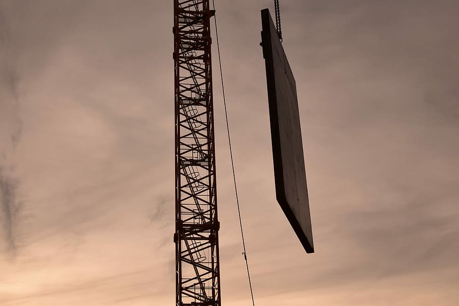 Crane, Technology, Sky, baukran, site, construction work, sunset HD wallpaper