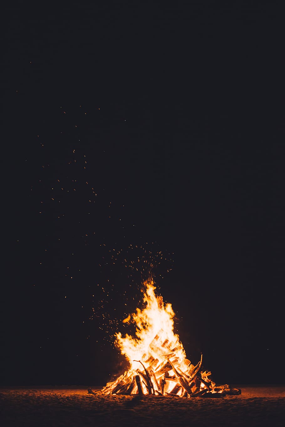 photography of burning camp fire, untitled, bon fire, night time