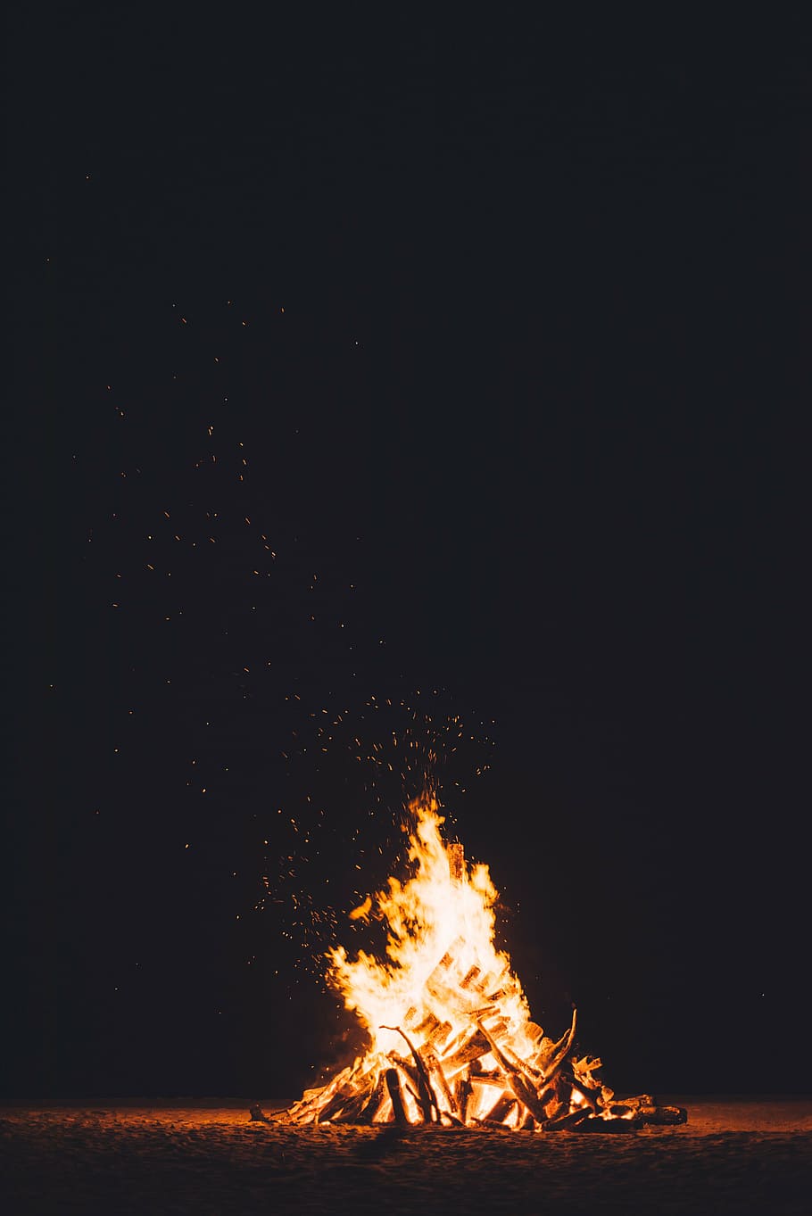 time lapse photography of bonfire, sand, nightime, woods, travel, HD wallpaper
