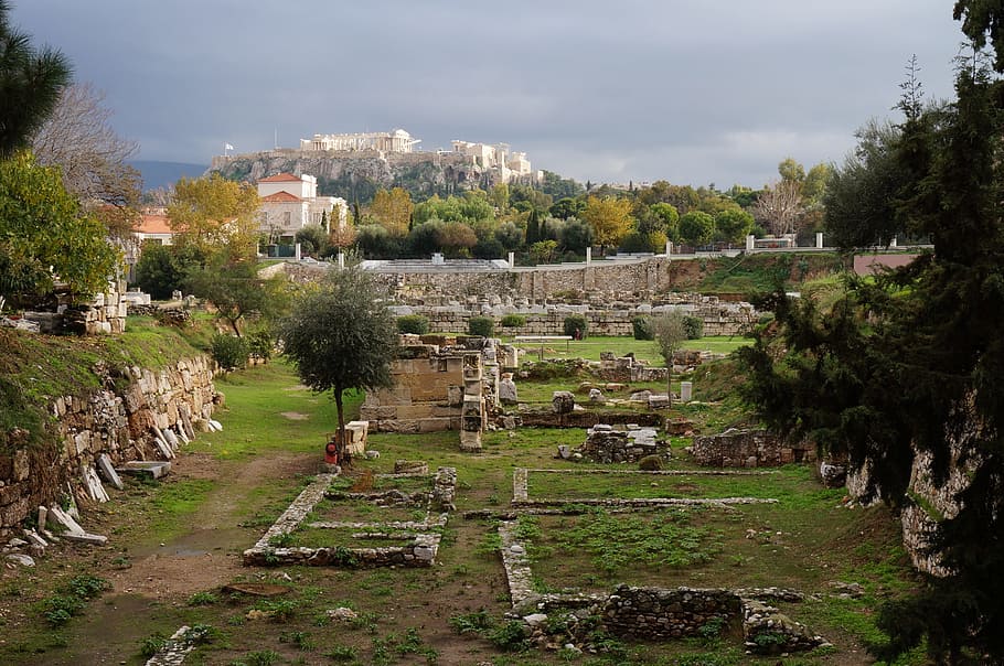 landscape, parthenon, citadel, kerameikos, history, ancient greece, HD wallpaper
