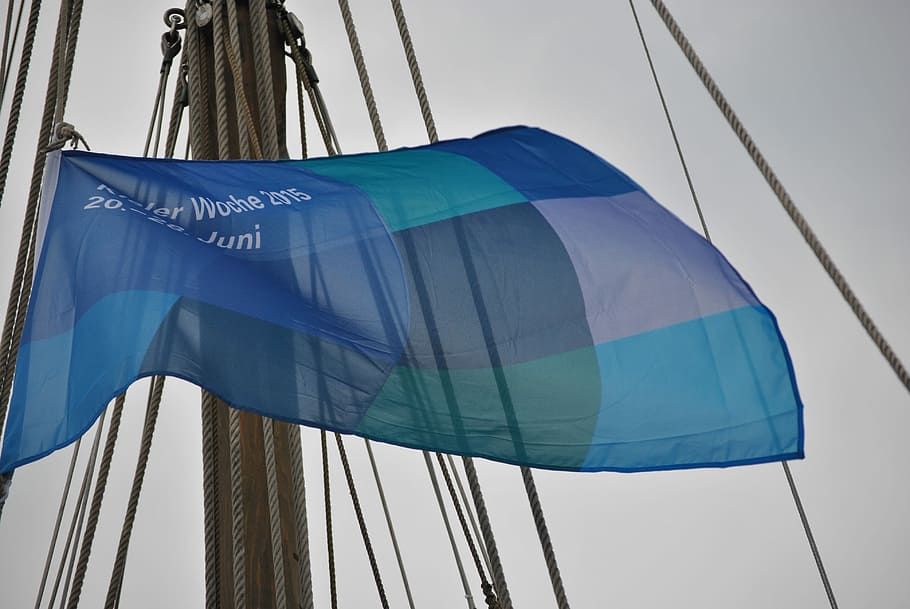 Kiel Week, Flag, 2015, blue, no people, multi colored, outdoors, HD wallpaper