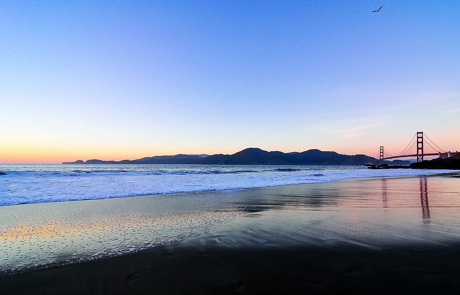 horizon, sea, sunset, water, sky, land, beach, scenics - nature HD wallpaper
