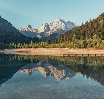 panoramic photo of lake, mountains, postcard, river, drought HD wallpaper