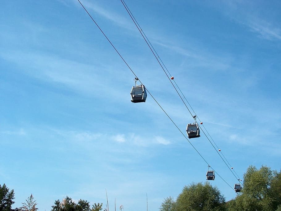 cable car, nature, sky, clouds, berlin, iga, tree, cloud - sky HD wallpaper