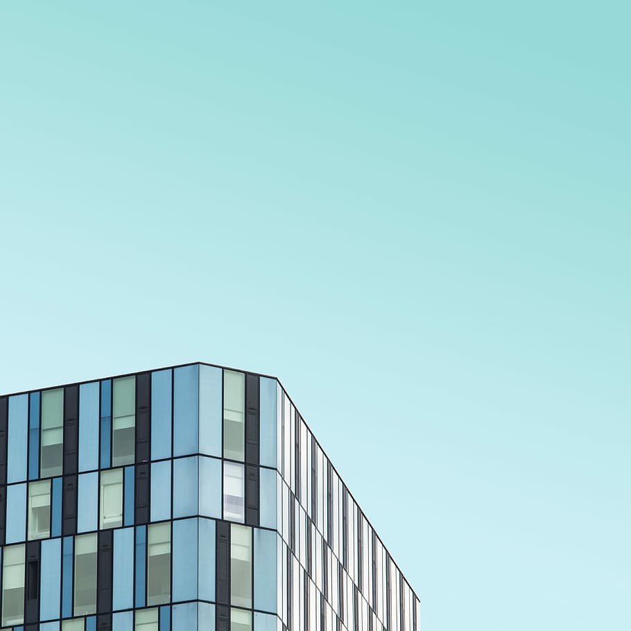 glass wall building, low-angle photo of building, architecture HD wallpaper