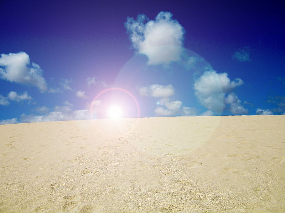 Desert, Sun, Sand, Dry, Hot, Dune, sky, sahara, adventure, clouds HD wallpaper
