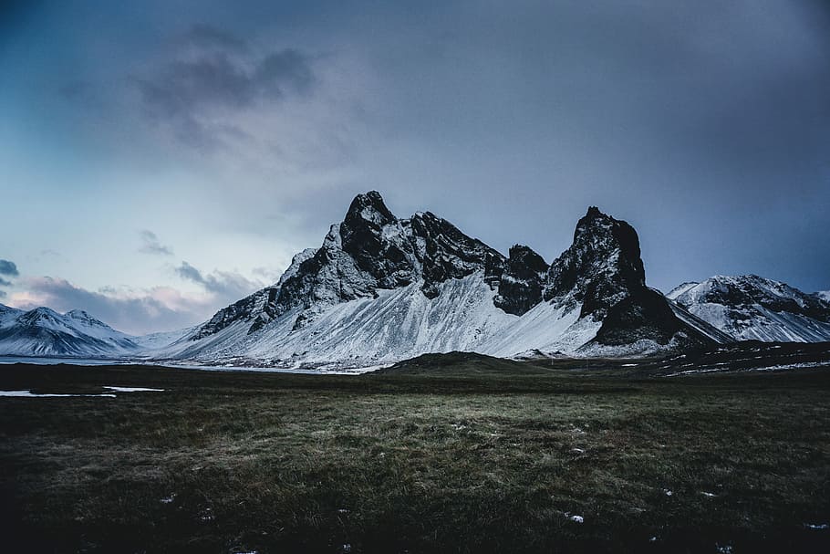 mountain alp under cloudy sky, photography of mountain, snow HD wallpaper