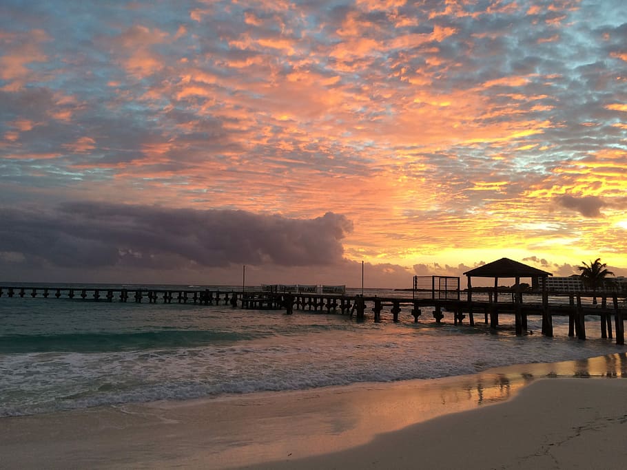 Spring, Sea, Cloud, storm, cloudy, sunset, beach, water, sky HD wallpaper