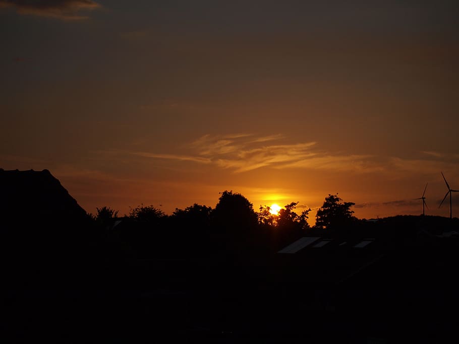 sunset, evening, silhouette, clouds, dusk, sky, tree, cloud - sky HD wallpaper