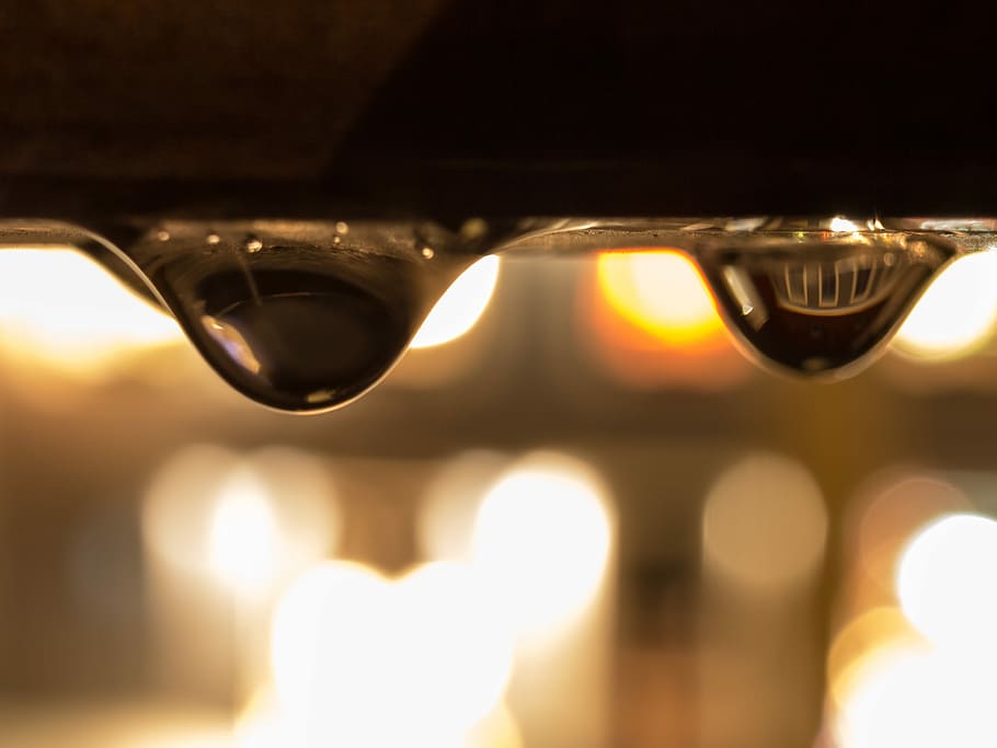 Waterdrop, Dark, Night, Reflection, rain, macro, bokeh, kempten HD wallpaper