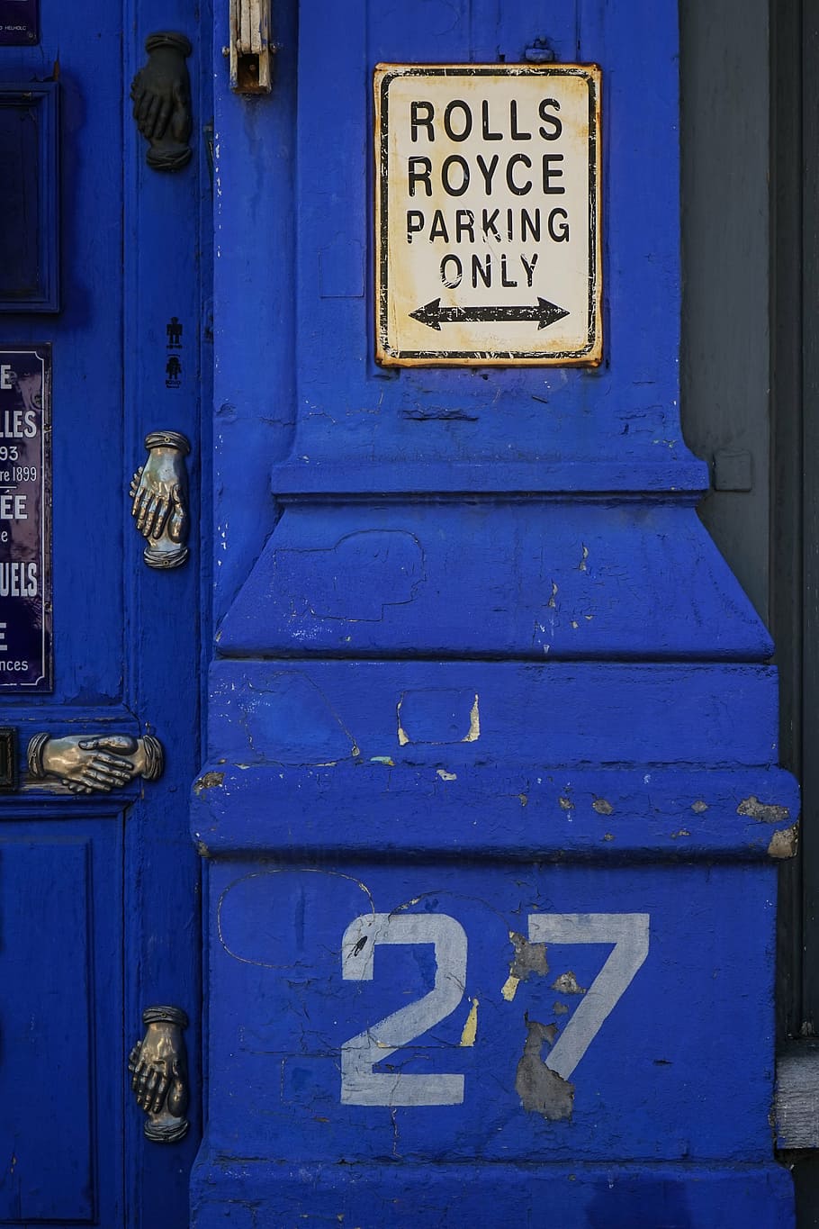 blue, cobalt blue, door, old, antique, shield, break up, old door, HD wallpaper
