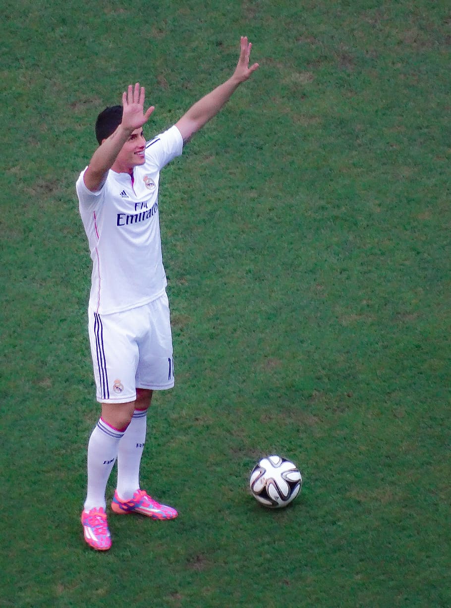HD wallpaper: man standing in front of soccer ball, james rodriguez, footballer - Wallpaper Flare