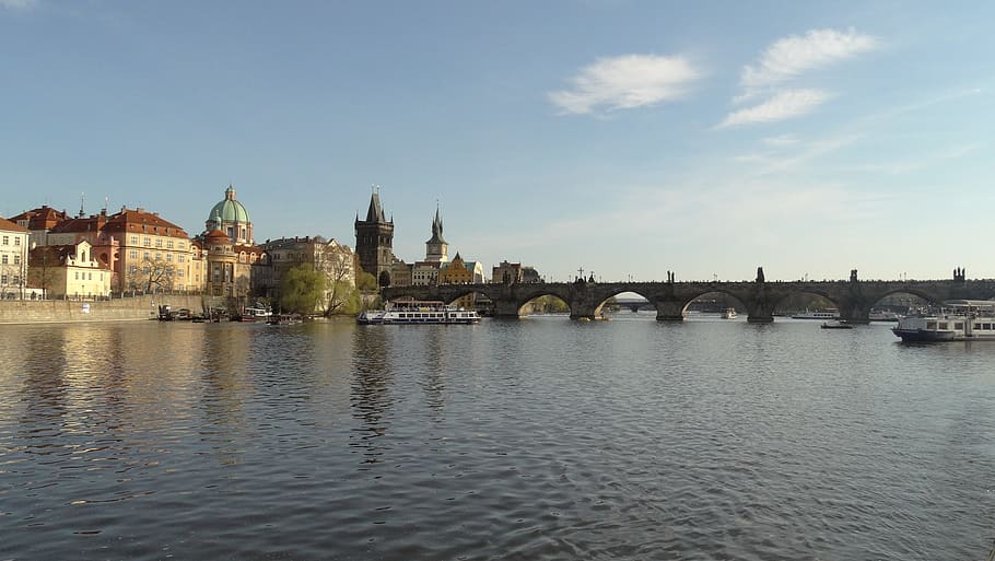 prague, vltava, bridge, architecture, built structure, water HD wallpaper