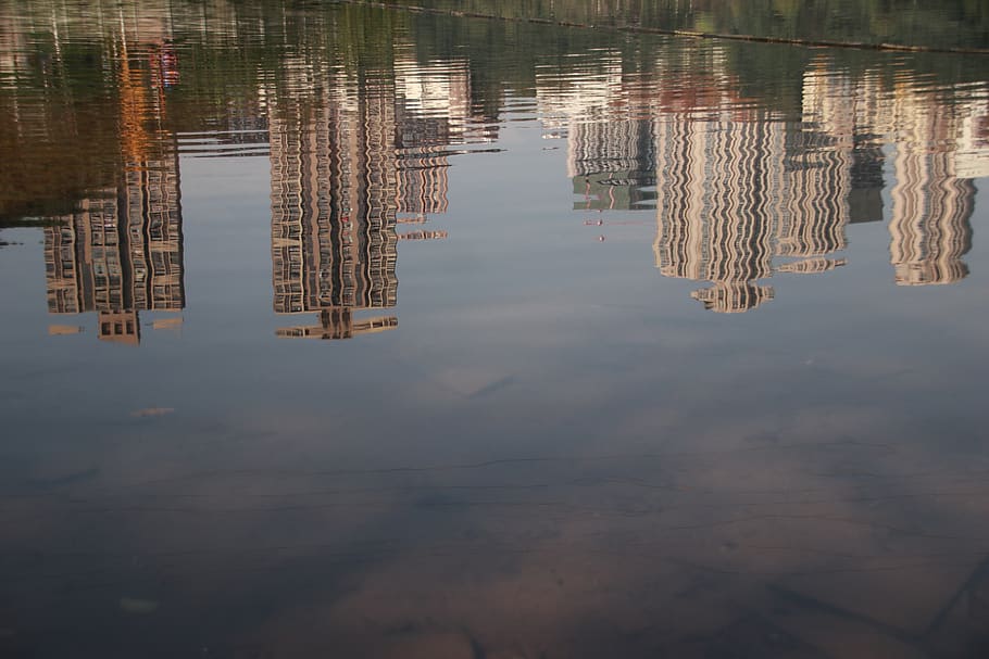 building, reflection, the water, waterfront, lake, no people HD wallpaper