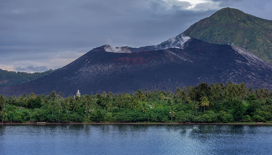 volcano, smoke, steam, nature, eruption, volcanic, mountain, HD wallpaper