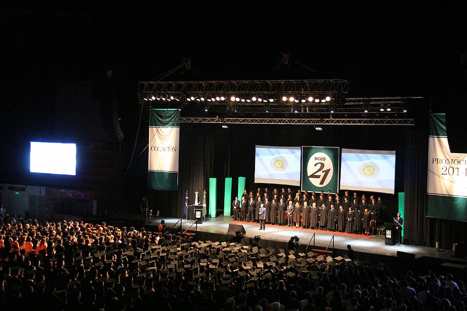 scenario, act, graduation, students, crowd, performance, group of people HD wallpaper