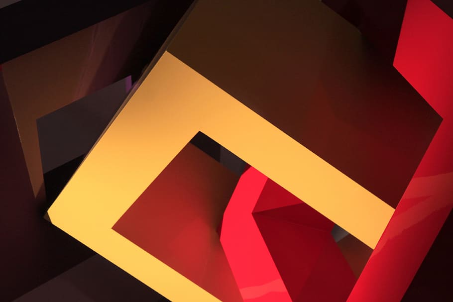 Abstract, Forms, 3D, Art, red, yellow, communication, triangle shape HD wallpaper
