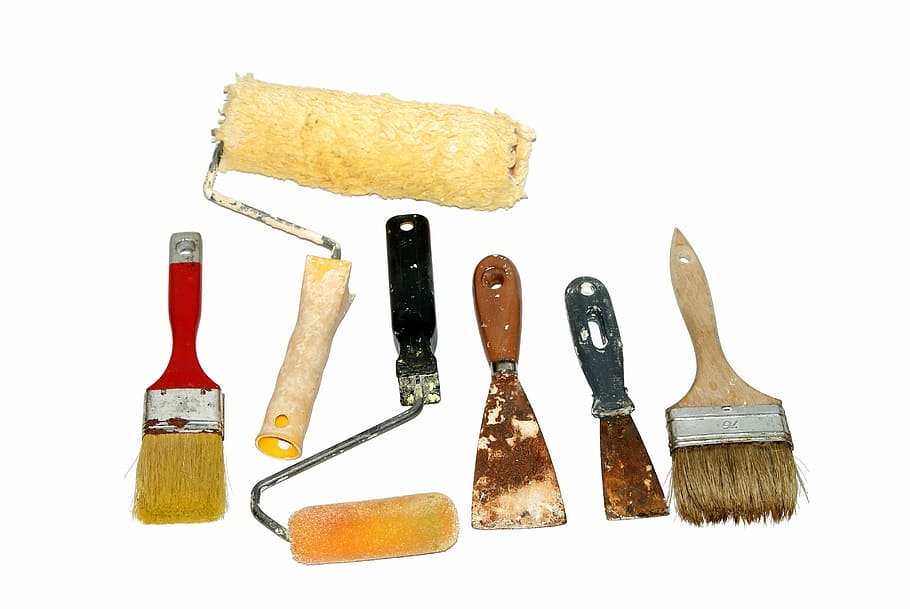 assorted-color painting tool lot, brush, roller, rollers, picture HD wallpaper