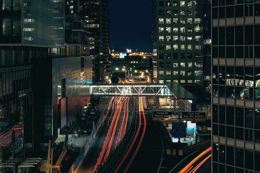 time lapse photo of city at night, buildings, urban, architecture HD wallpaper