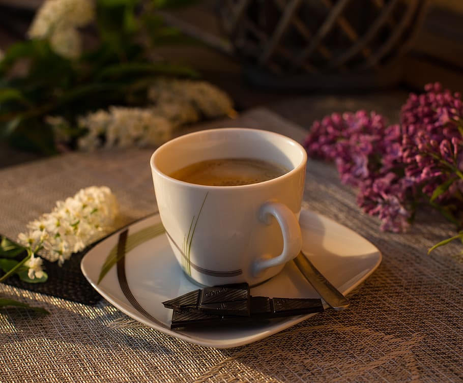 coffee, flower, chocolate, food and drink, cup, mug, freshness HD wallpaper
