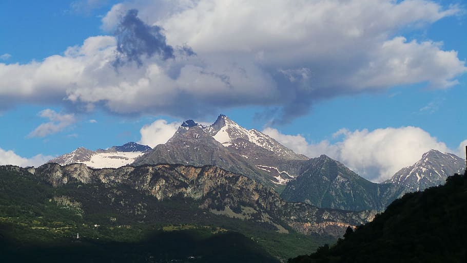 Alps, Mountains, Clouds, Winter, Nature, landscape, sky, europe HD wallpaper