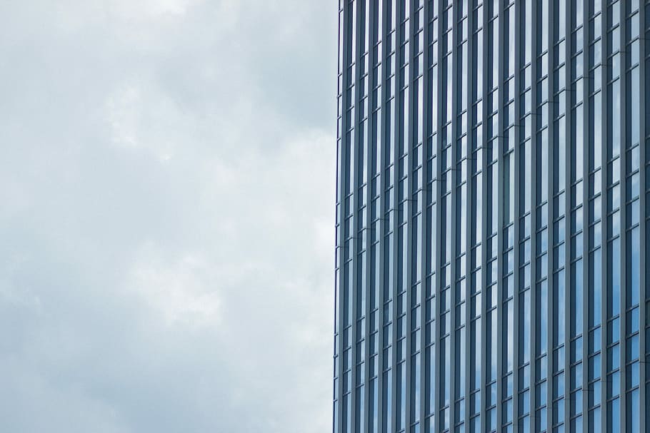 blue building windows, untitled, architecture, sky, modern, city HD wallpaper