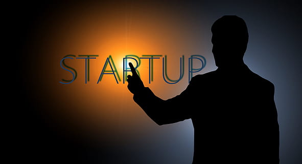 standing man near Startup text, start up, career, success, finger HD wallpaper
