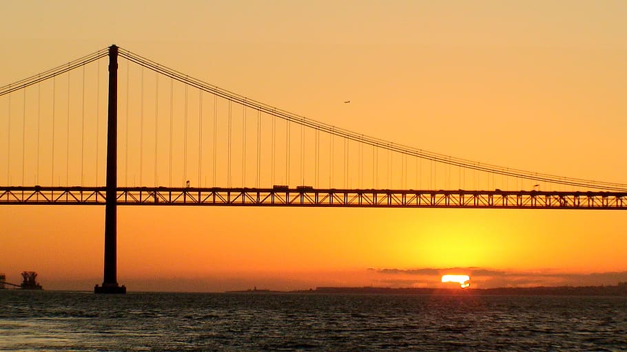 Sunset, Water, Bridge, abendstimmung, mood, bridge - man made structure HD wallpaper