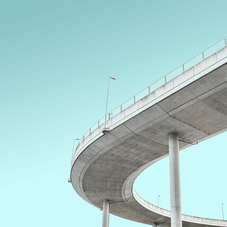 worm's-eye view photography of bridge, architectural photography of white concrete bridge HD wallpaper