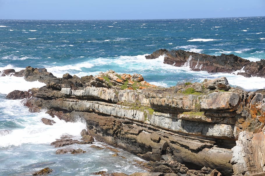south africa, tsitsikamma, national park, sea, coast, rocks, HD wallpaper