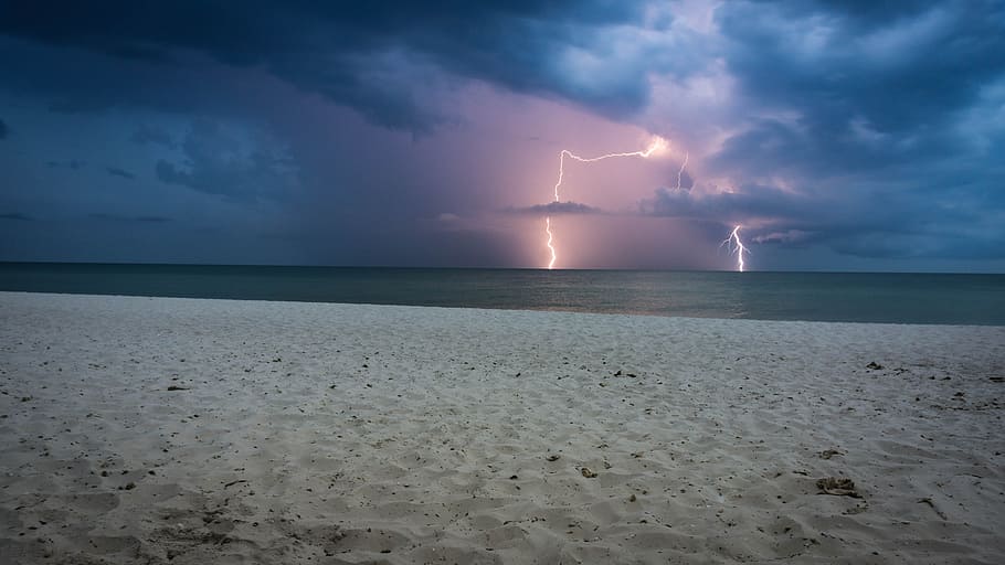 thunder storm on sea, lightning, thunderstorm, black sea, cloud - sky HD wallpaper