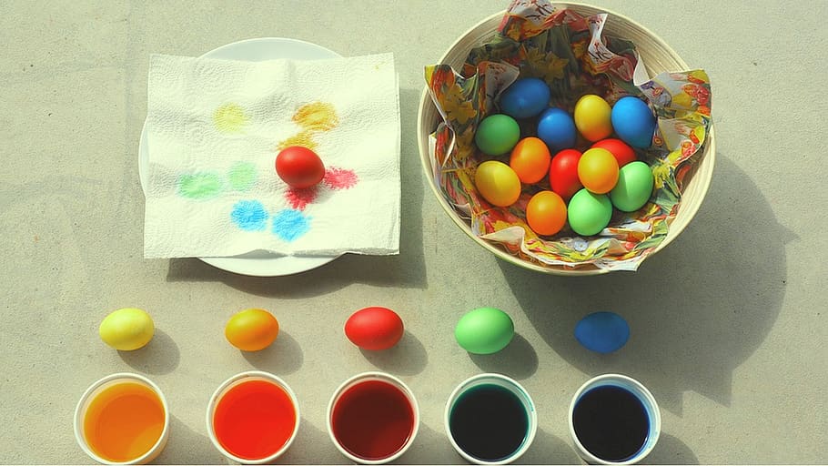 color, easter, painted eggs, colorful, easter eggs, easter basket HD wallpaper