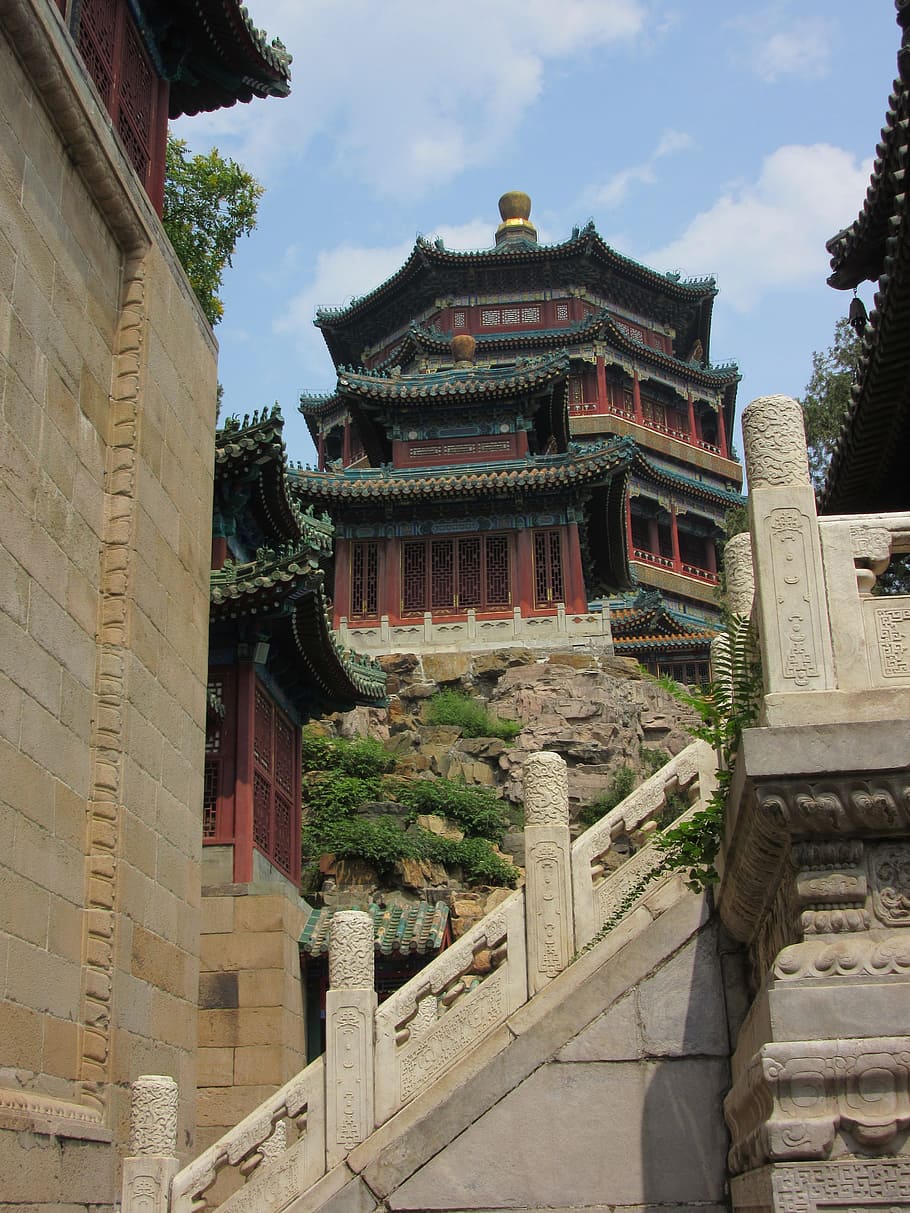 Pekin, Summer Palace, Pagoda, China, chinese, chinese architecture, HD wallpaper