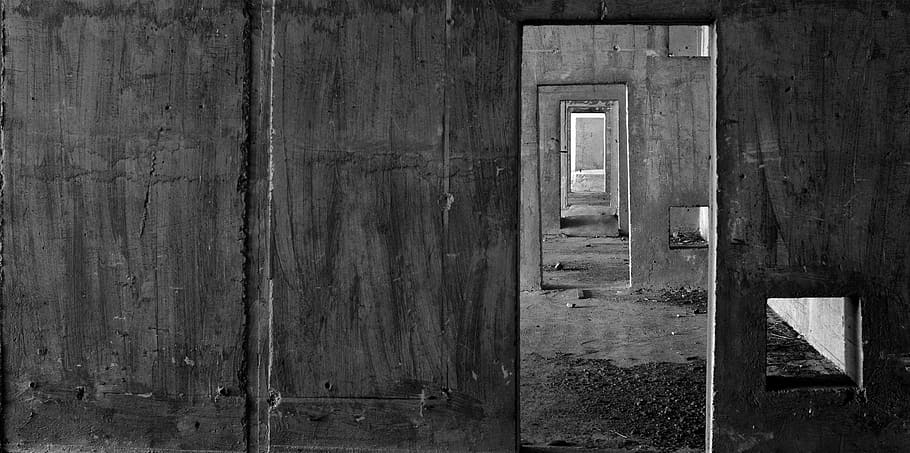 door, black white, window, abandoned, black And White, wood - Material HD wallpaper