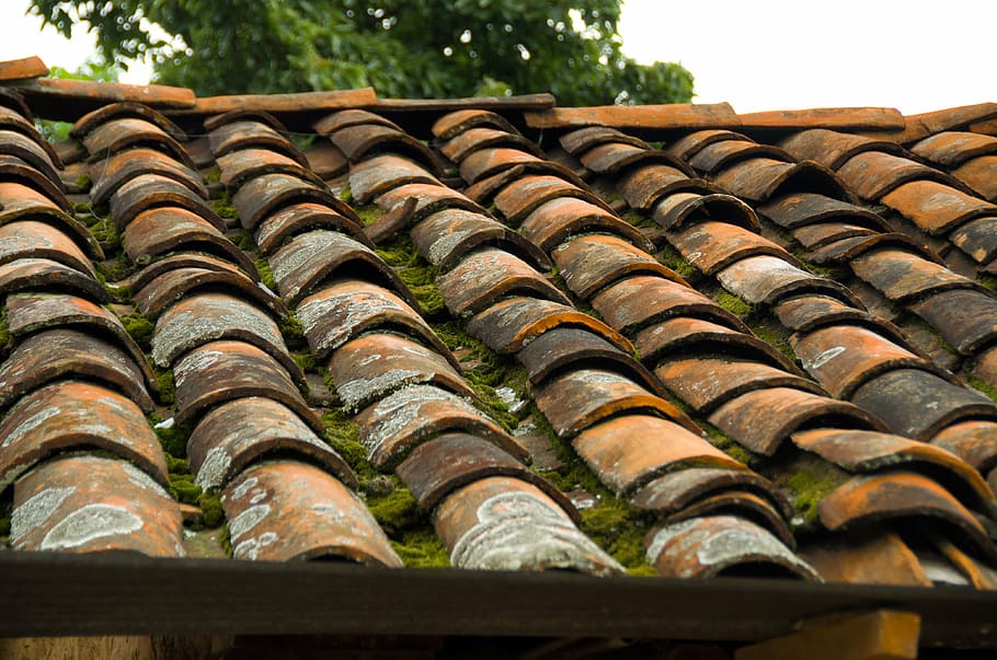brown roof shingles, tile, rustic, house, architecture, construction HD wallpaper