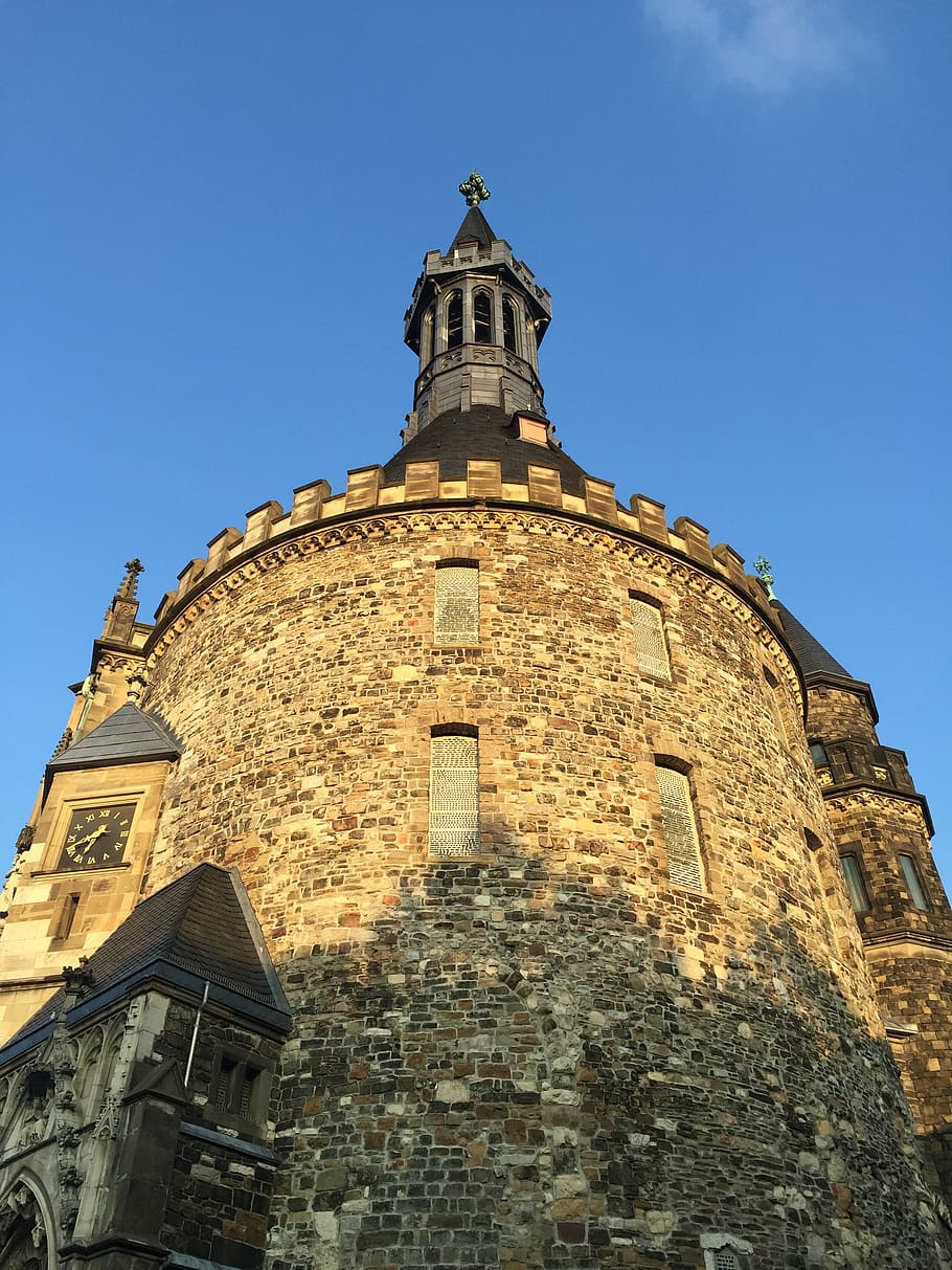 aachen, town hall, tower, sky, old town, architecture, europe HD wallpaper