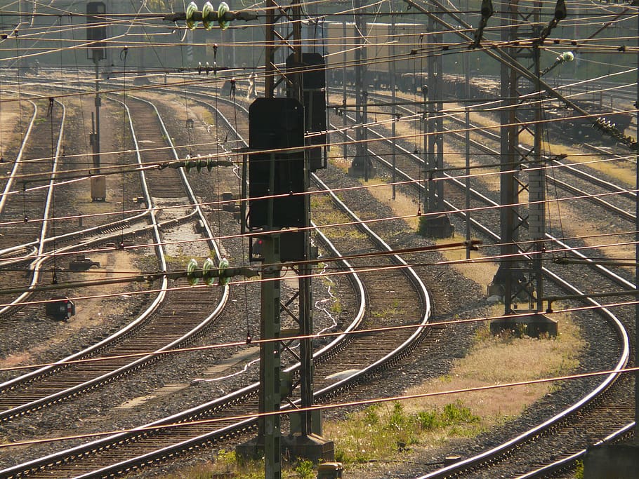 Track, Train, Gleise, Travel, seemed, masts, power line, railway HD wallpaper