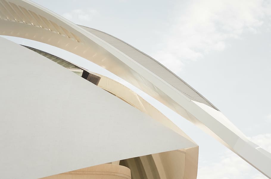 low-angle photography of white building, structure, sky, infrastructure HD wallpaper