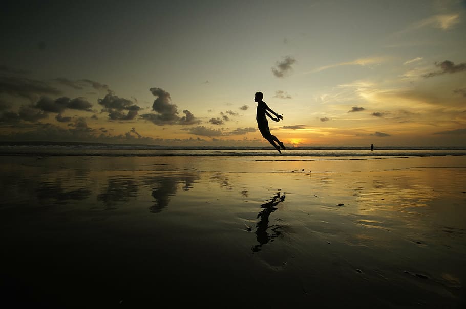 beach, dawn, dusk, ocean, reflection, sea, seascape, seashore HD wallpaper