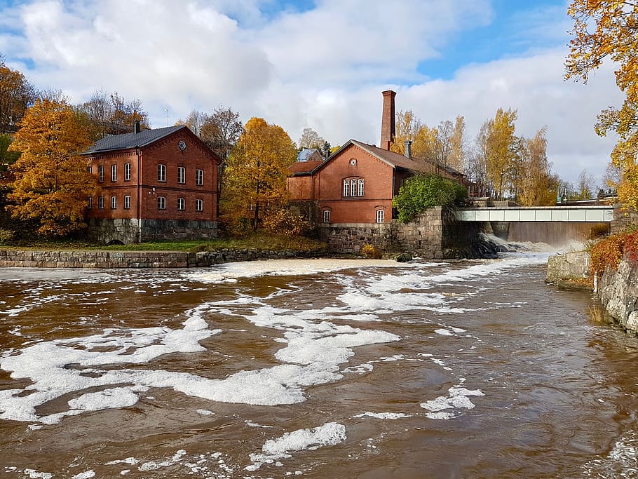 nature, house, tree, river, built structure, architecture, water HD wallpaper