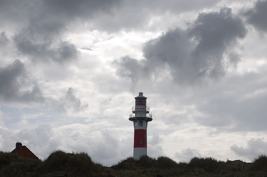 lighthouse, sea, side, cloud - sky, guidance, tower, security HD wallpaper