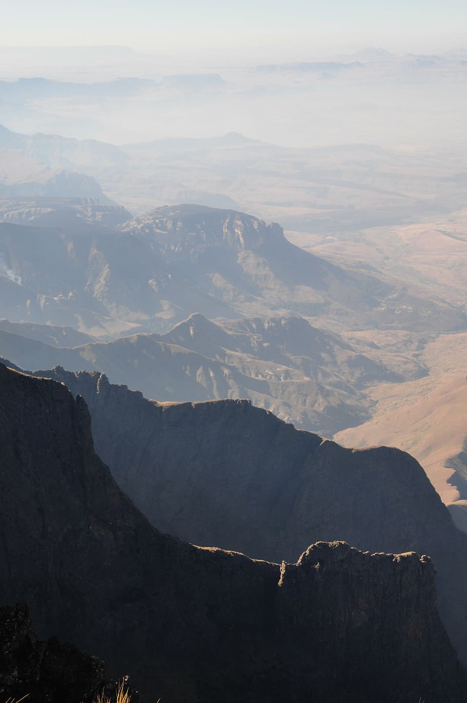 mountains, view, peak, summit, nature, landscape, aerial view HD wallpaper