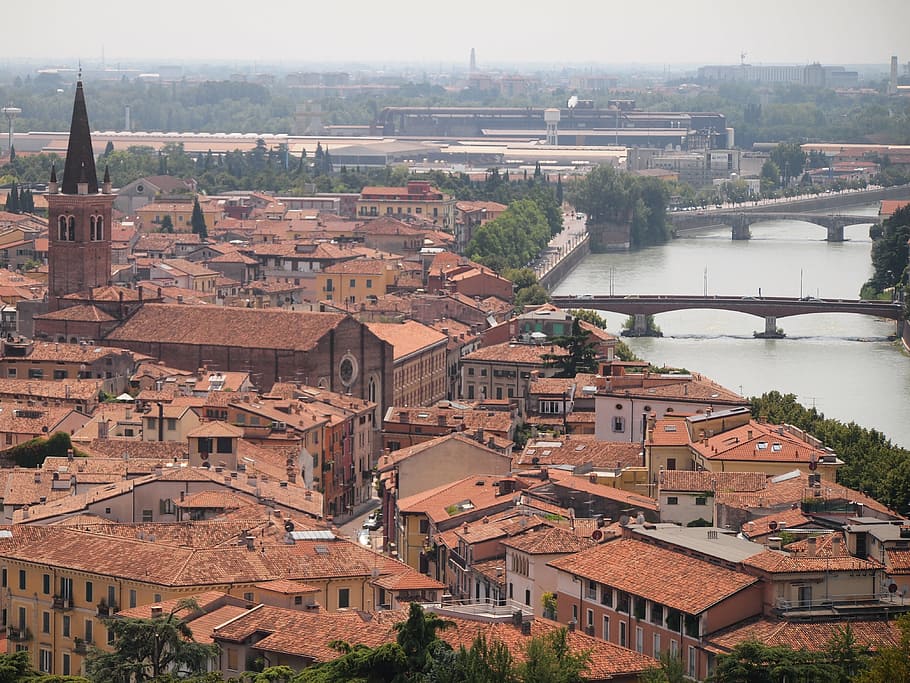 italy, verona, landscape, view, holidays, italia, monuments, HD wallpaper