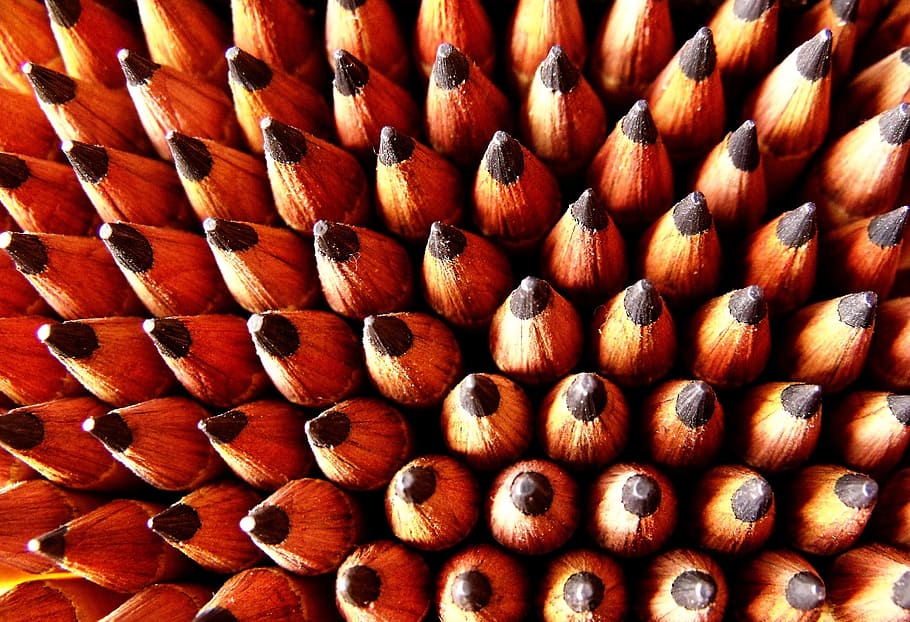 photography of sharpened pencils, pattern, tips, pointed, background HD wallpaper