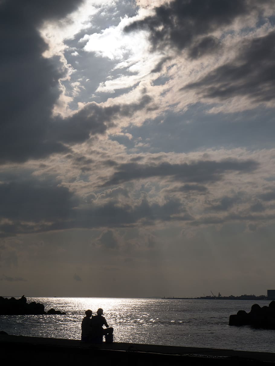 Sea, Sunset, Silhouette, Cloud, Sky, natural, light, sunlight HD wallpaper
