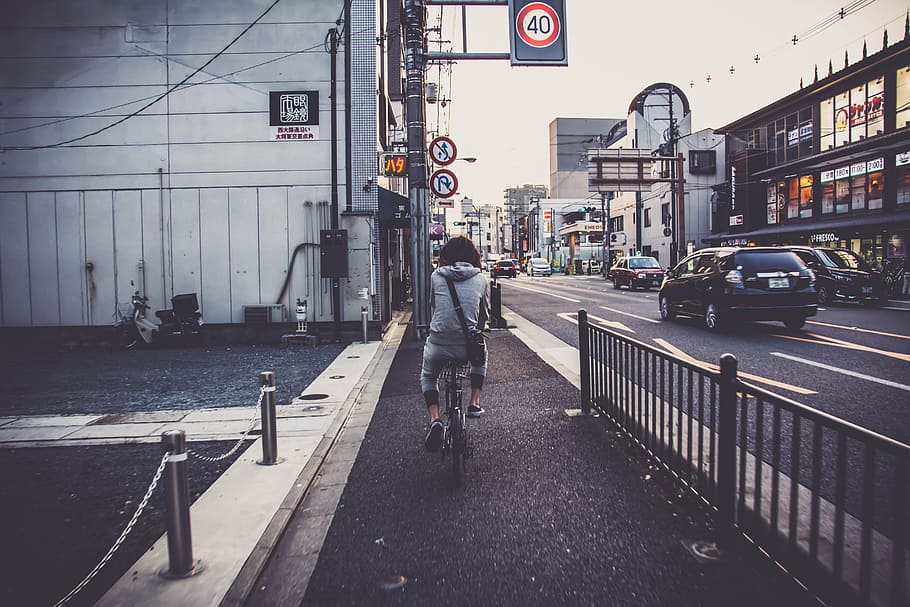 city, cars, road, traffic, active, architecture, bicycle, bicycling HD wallpaper