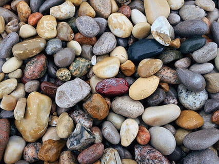 assorted-color bunch of stones, rocks, beach, shore, nature HD wallpaper