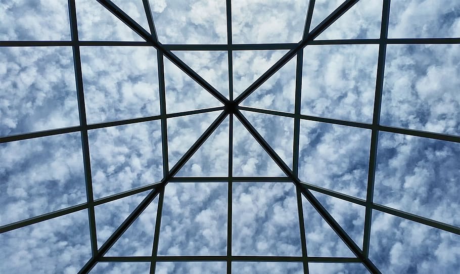 grid, sky, clouds, cloudscape, architecture, glass - Material HD wallpaper